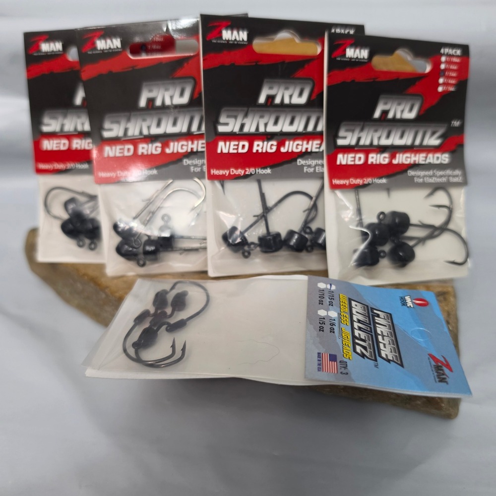 Z-Man Jigheads Bundle 5 Packs Black NEW Pro ShroomZ Finesse BulletZ Ned Rig